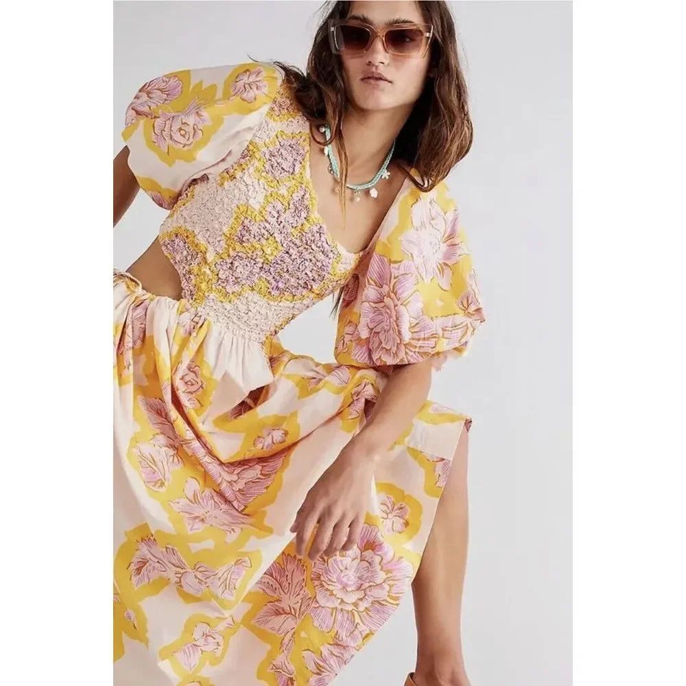 Free People Kalina Printed Midi Dress